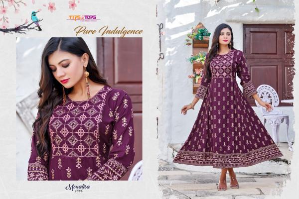 Tips Tops Monalisa Vol 1 Rayon Slub Print Designer Kurti collection